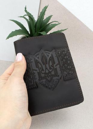 Подарочный мужской набор №86: портмоне + ремень + обложка на паспорт (коричневый)8 фото