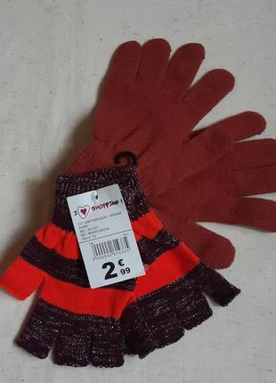 Рукавички теракотові + м'яти червоно-коричневі франція one size