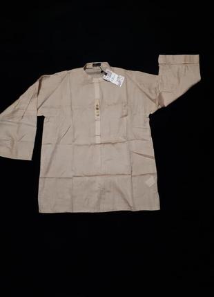 Рубашка бежевая рубашка новая в восточном стиле пабистан р s m