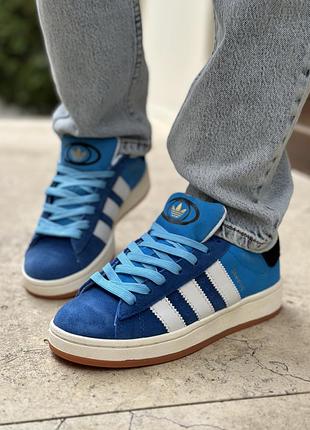 Шикарные женские кроссовки adidas campus 00s bright blue white синие