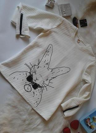 Білий светр з кроликом ziranmei