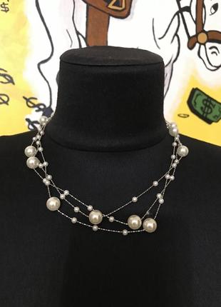 Длинное ожерелье с жемчугом на цепочке italy