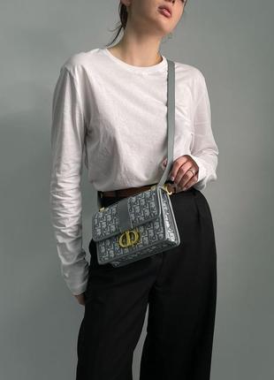 Жіноча сумка 30 montaigne chain bag grey dior oblique jacquard5 фото