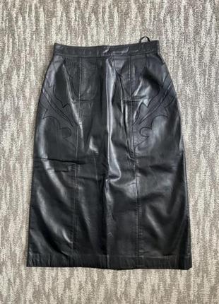 Роскошная кожаная натуральная юбка миди1 фото