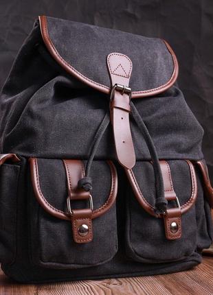 Текстильный рюкзак vintage 22151 черный7 фото
