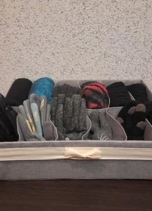 Велюровий органайзер у гардиробну для зберігання шапок, шарфів, рукавичок3 фото