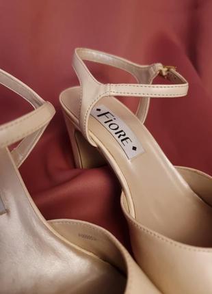 Винтажные кремовые кожаные женские туфли5 фото