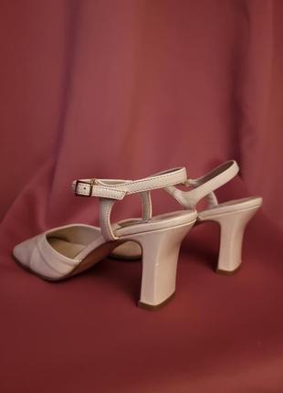Винтажные кремовые кожаные женские туфли4 фото