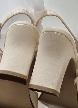 Винтажные кремовые кожаные женские туфли7 фото