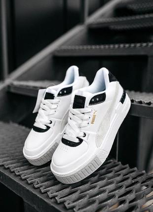 Puma cali sport mix "white black"8 фото