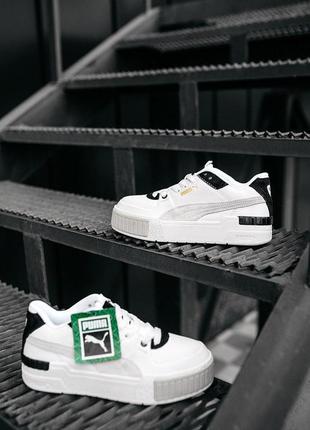 Puma cali sport mix "white black"6 фото