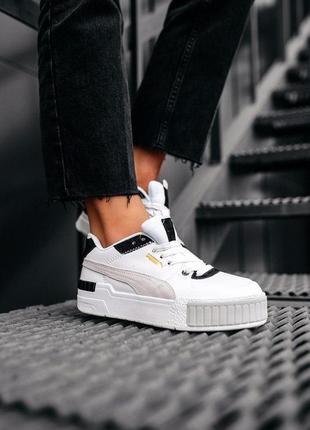 Puma cali sport mix "white black"7 фото