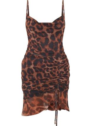 Платье со стяжкой леопардовый анималистический принт✨ prettylittlething ✨ платье секси5 фото