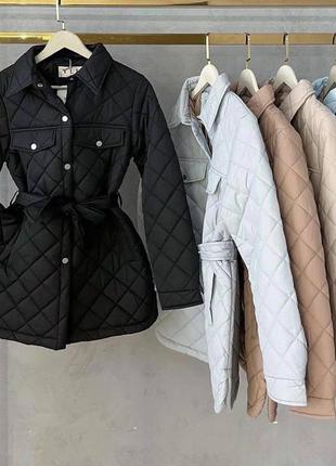 Женская демисезонная стеганая куртка-рубашка курточка в стиле зара, zara