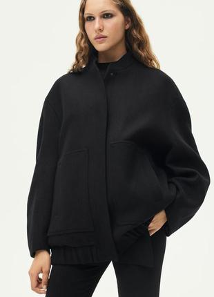 Куртка-бомбер оверсайз zw collection с шерстью  от zara.