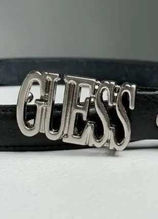 🔥 guess leather belt black/silver text