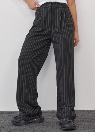 Женские брюки в полоску - черный цвет, l (есть размеры)6 фото