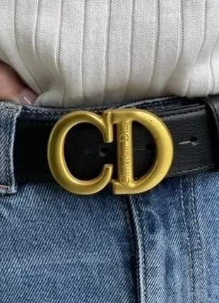 🔥 christian dior leather belt black/gold