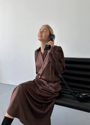 Шелковый классический костюм оверсайз оверсайз на пуговицах юбка миди свободный...