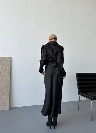 Шелковый классический костюм оверсайз оверсайз на пуговицах юбка миди свободный...