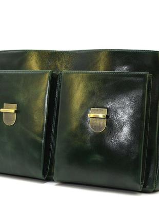 Діловий шкіряний чоловічий портфель у зеленій глянсовій шкірі tarwa ge-2068-4lx6 фото