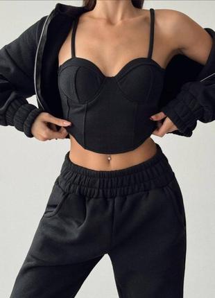 Костюм 3-ка (брюки, кофта,топ). худи oversize на молнии и свободные брюки, выглядят очень стильно😉5 фото