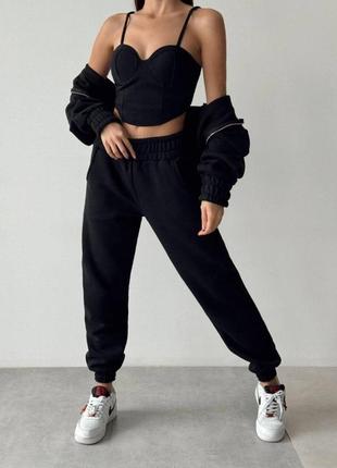 Костюм 3-ка (брюки, кофта,топ). худи oversize на молнии и свободные брюки, выглядят очень стильно😉4 фото