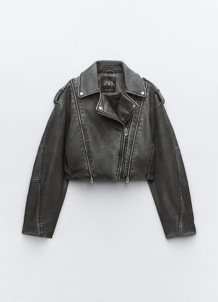 Трендова куртка zara косуха оверсайз арт 4341 726
