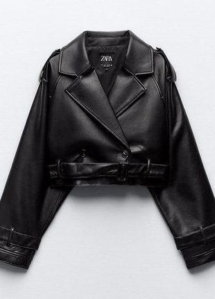 Укорочений жакет zara шкіряний піджак zara тренч арт 1255 802