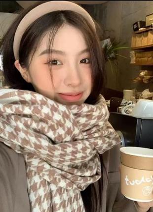 Шарф шарфик бежевый гусиные лапки