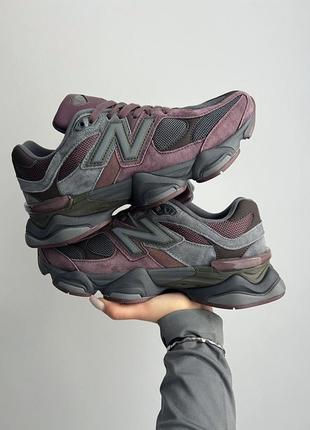 Стильні чоловічі та жіночі кросівки new balance 9060 truffle бордові з графітовим