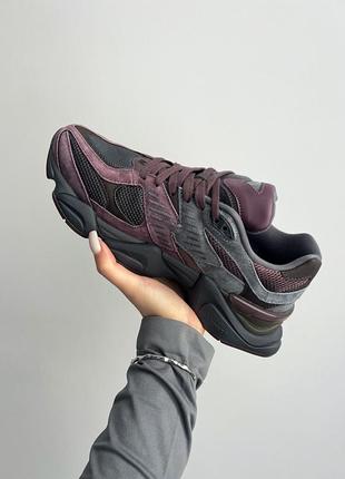 Стильні чоловічі та жіночі кросівки new balance 9060 truffle бордові з графітовим