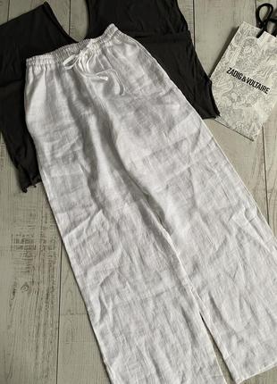 Белые льняные брюки палаццо bypias pp xs6 фото