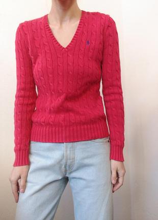 Хлопковый джемпер красный свитер коттон пуловер реглан лонгслив кофта брендовая7 фото