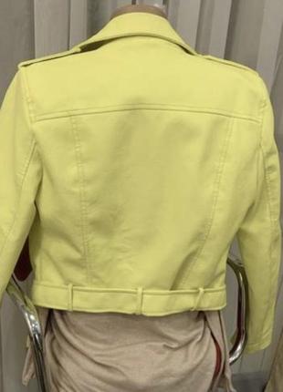 Куртка косуха кожаная sinsay 42-44 размер желтая2 фото