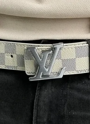 🔥 louis vuitton leather belt chess ivory/silver1 фото