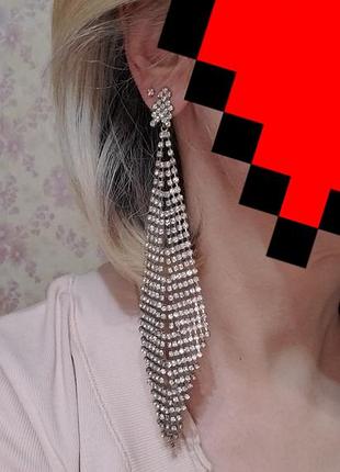 Асимметричные серьги стразы, моносерьга моно одиночная серьга