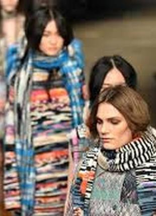 Missoni стильный трикотажный шарф шарфик с бахромой стиль миссони zigzag унисекс coachelа бохо2 фото