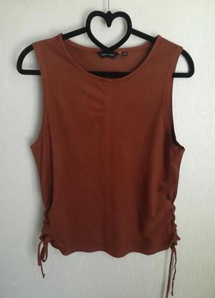 Терракотовая майка с завязками new look