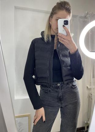 Контрасна дута куртка пуферз неопреновими рукавами зара zara