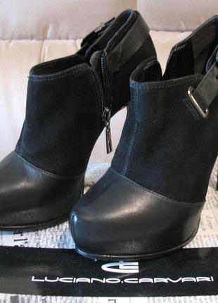 Luciano carvari кожаные ботиночки ботильйоны каблуки туфли1 фото