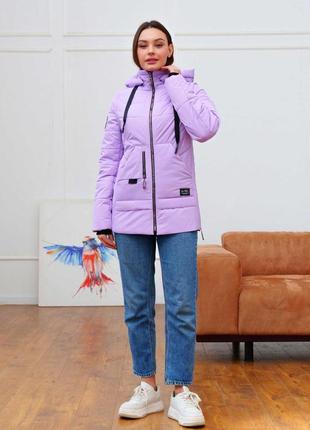 Демисезонная женская сиреневаая куртка жилетка трансформер с отстежными рукавами2 фото