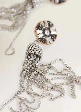 Серьги, сережки, кульчики, с кристаллами, з кристалами, со стразами, длинные, довгі, mango