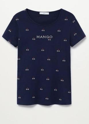 Футболка хлопок, футболка лого mango, футболка с логотипом вышитая5 фото