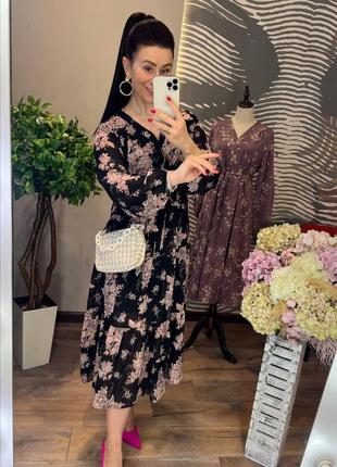 Изысканное шифоновое платье в цветочный принт2 фото