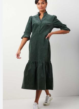 Платье из вельвета  хаки