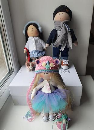 Текстильная кукла ручной работы мальчик эмиль, интерьерная кукла