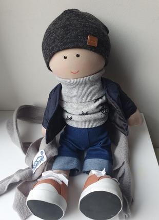 Текстильная кукла ручной работы мальчик эмиль, интерьерная кукла