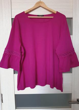 Трикотажна блуза пог 70 фуксія рожева великий розмір