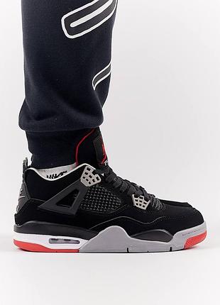 Чоловічі чорні кросівки на весну в стилі nike air jordan 4 retro 🆕 найк джордан